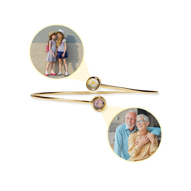 Double Photo Bangle - Personalised Bracelet - Photo Bracelet - Picture Bracelet - Womens Bracelet Bracelet Gold Brother & Sisters